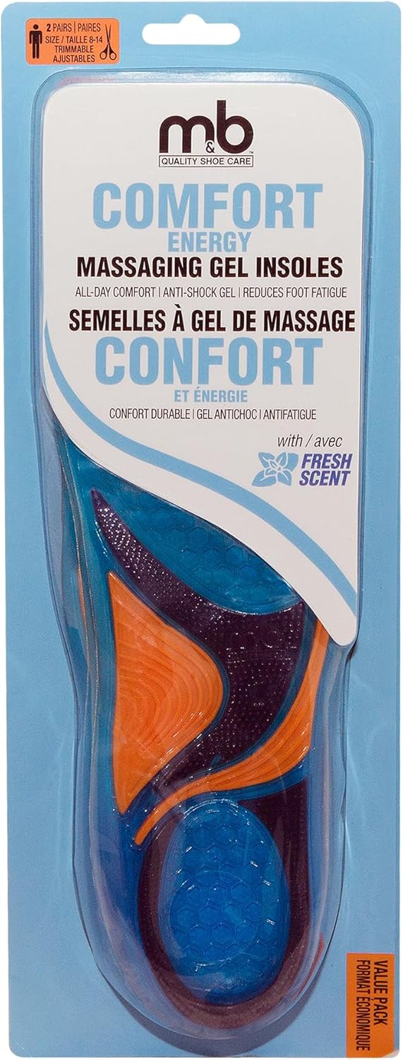 MONEYSWORTH & Best | Comfort Energy Massaging Gel Insoles | 2 Pairs Value Pack | Men's 8-14 TRIMMABLE