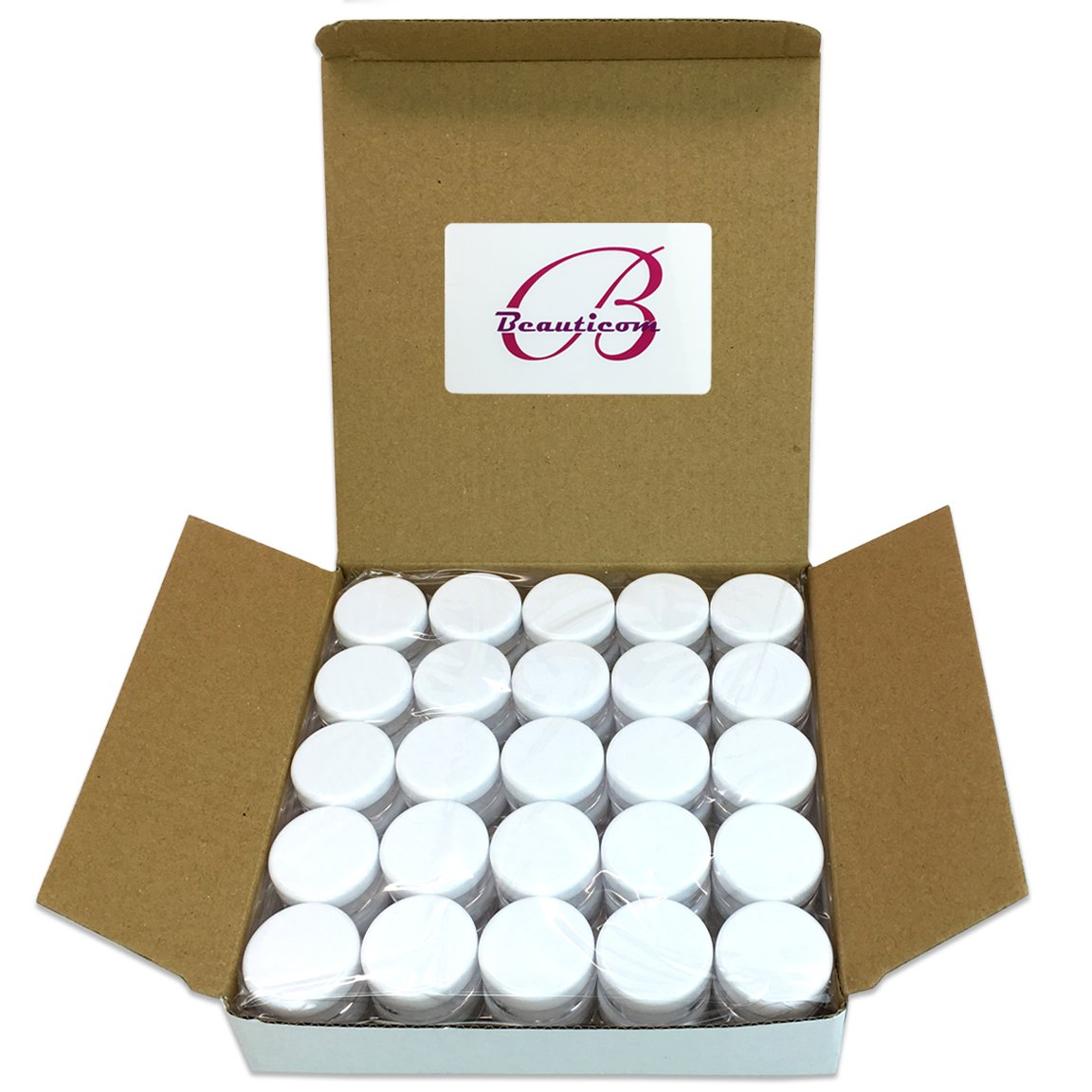 (Quantity: 150 Pieces) Beauticom 5G/5ML Round Clear Jars with White Lids for Powdered Eyeshadow, Mineralized Makeup, Cosmetic Samples - BPA Free 4