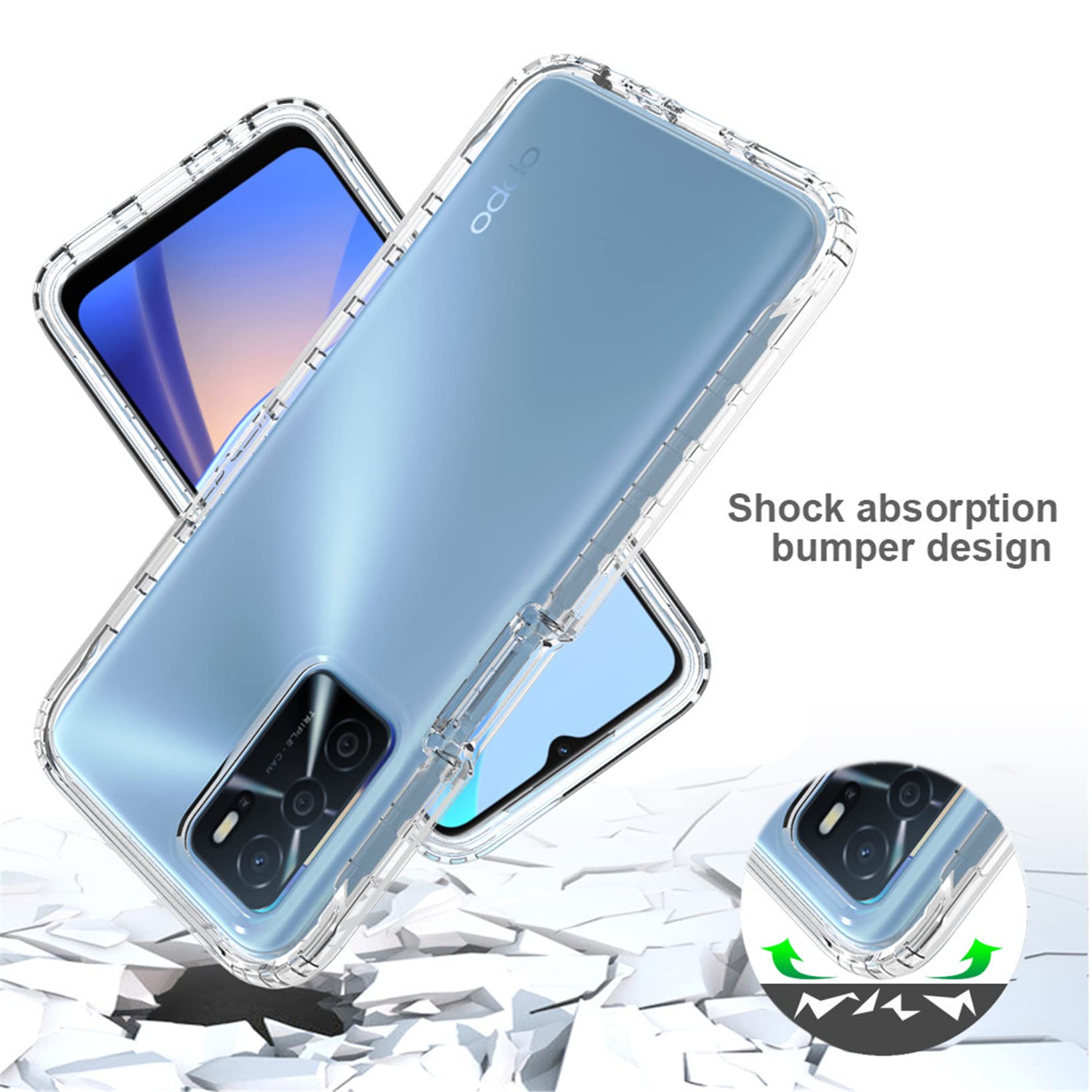 EuoDuo 3 Pack Cover con Disegni per OPPO A54s / OPPO A16 / OPPO A16s Custodia Silicone Trasparente