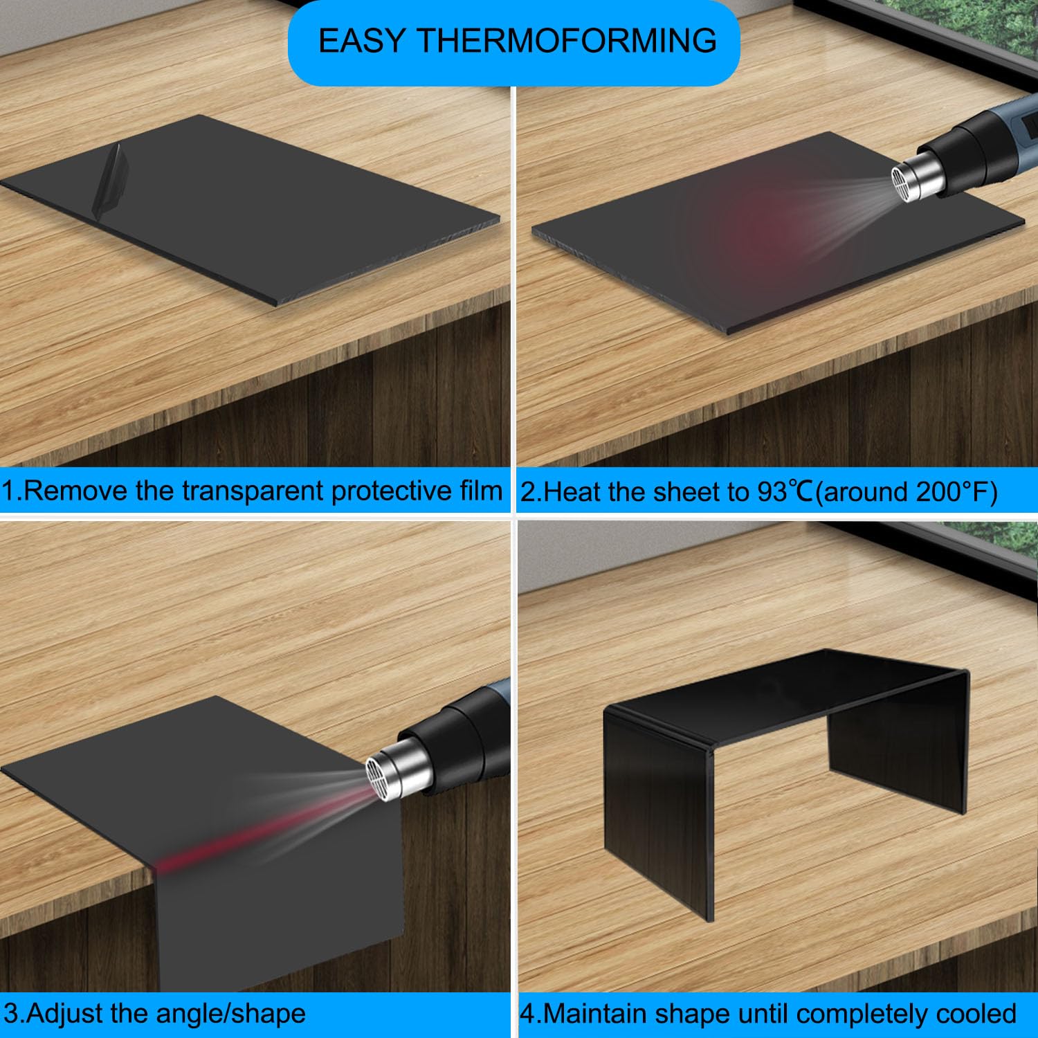 DRERIO 2 Pcs ABS Plastic Sheets Boards 3mm Black Plastic Board Sheets Flexible Than Glass Sheet Moldable Than Acrylic Sheet Moldable Plastic Sheets For Craft Fender Liner, Home Decor(40 X 30cm