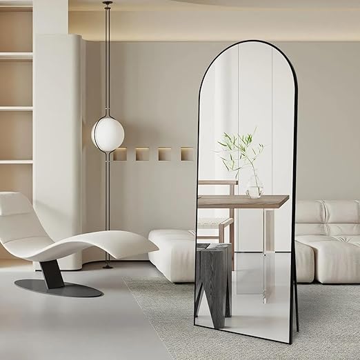 CASSILANDO Arch Full Length Mirror 150 x 50 cm Floor Mirror Rounded Standing Mirror Full Length ...