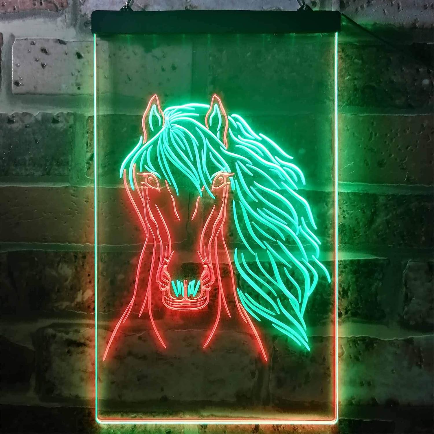 ADVPRO Horse Head Animal Display Dual Color LED Neon Sign Green & Red 8.5" x 12" st6s23-i3234-gr