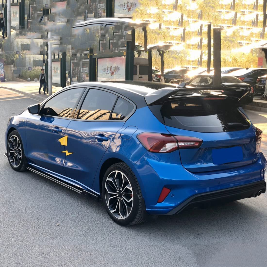 Jiklophg Kit D'Extension Spoiler Arrière Noir Pour Ford Focus ST Hayon 4Dr 2013-2019 - Look Sportif Et Agressif