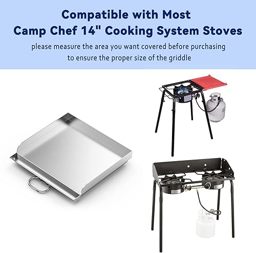 Miniatura 4 de Skyflame Plancha universal para freír de 14 x 16 pulgadas, para la mayoría de estufas de 14 pulgadas con sistema de cocción simple/doble, plancha