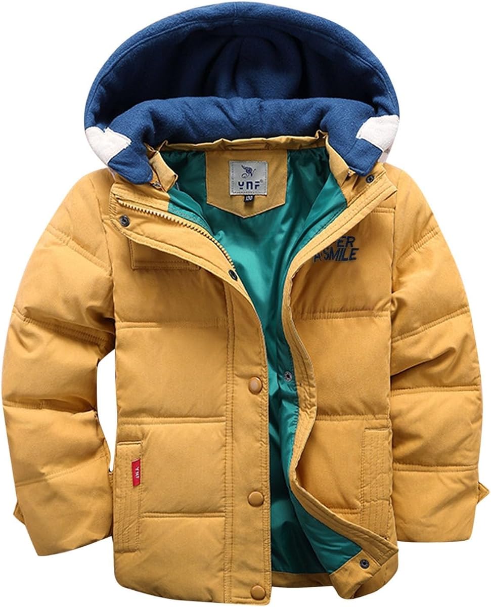 Generic Boy's Winter Parka Coat Heavyweight Puffer Jacket with Detachable Hood Kids Quilted Down Coat Padded Jacket Outerwear