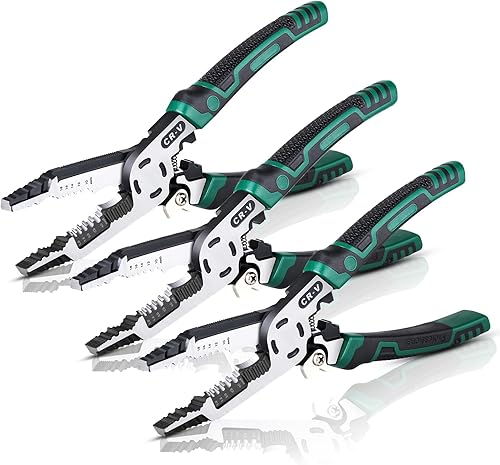 Miniatura 9 de Alicates pelacables 10 en 1, cortadores de cables, alicates combinados multifuncionales de 9 pulgadas con cortador de crimpador de cables, alicates