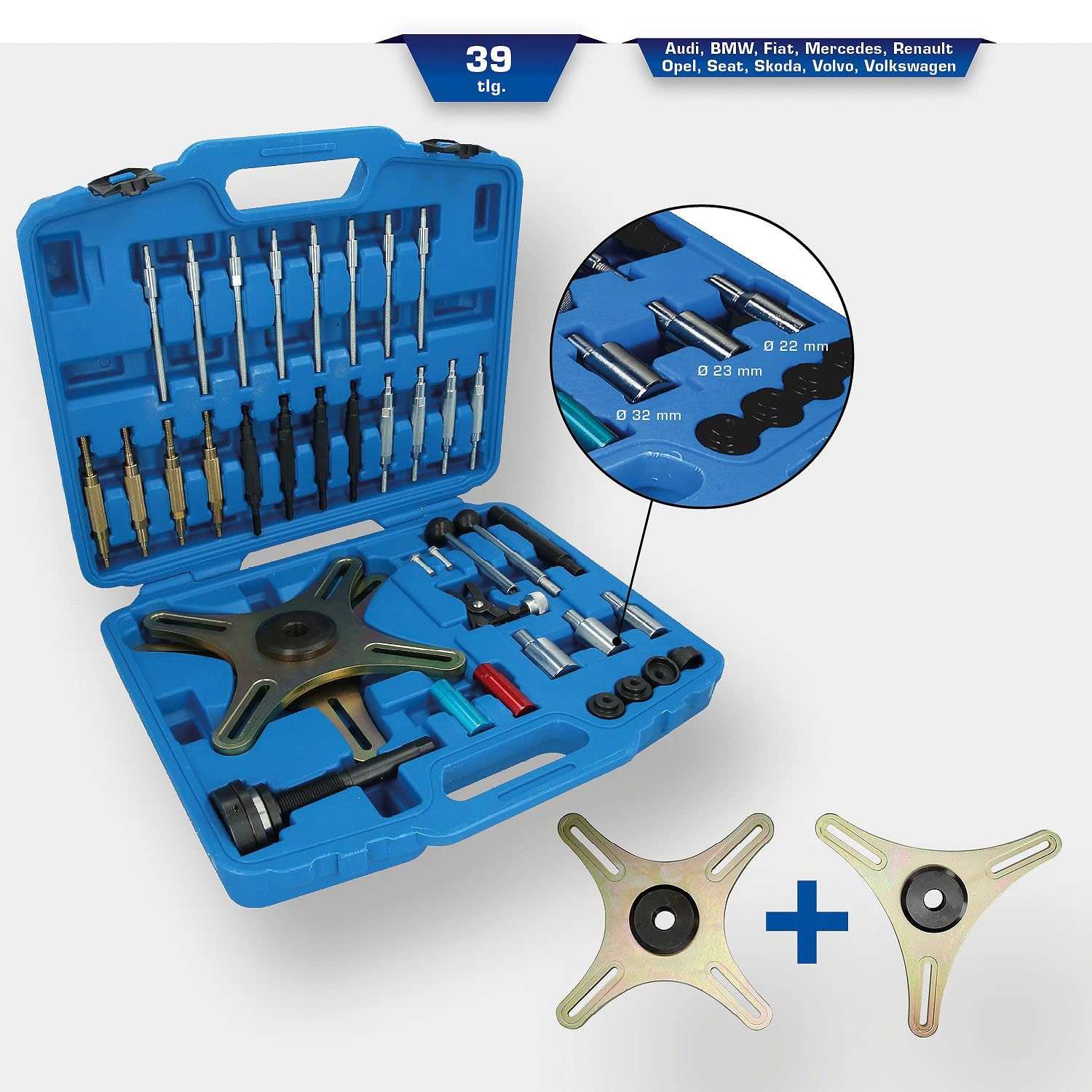BRILLIANT TOOLS BT641150 Jeu d’outils de centrage pour embrayage SAC, 39 pcs pour AUDI, BMW, Fiat, Mercedes, Renault, Opel, Seat, Skoda, Volvo, Volkswagen [Powered by KS TOOLS]
