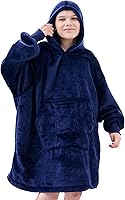 Vista 13 de REDESS Sudadera con Capucha Manta, Manta Vestible Oversized Sherpa con Mangas Bolsillo Gigante, Sudadera con Capucha Acogedora para Niños