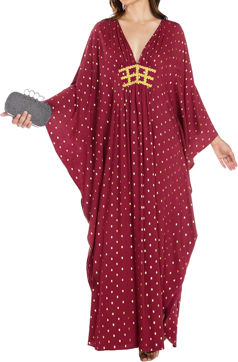 Bsubseach Kaftan Dresses for Women Polka Dot Batwing Sleeve Caftans Moo Moos for Women Plus Size Beach Vacation Coverup