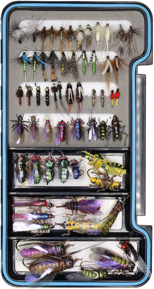 YZD Trout Fly Fishing Flies Collection 194/118/69 Premium Flies Dry Wet Nymph Streamers Fly Assortment with Fly Box Flyfishing Flys Lures Kits