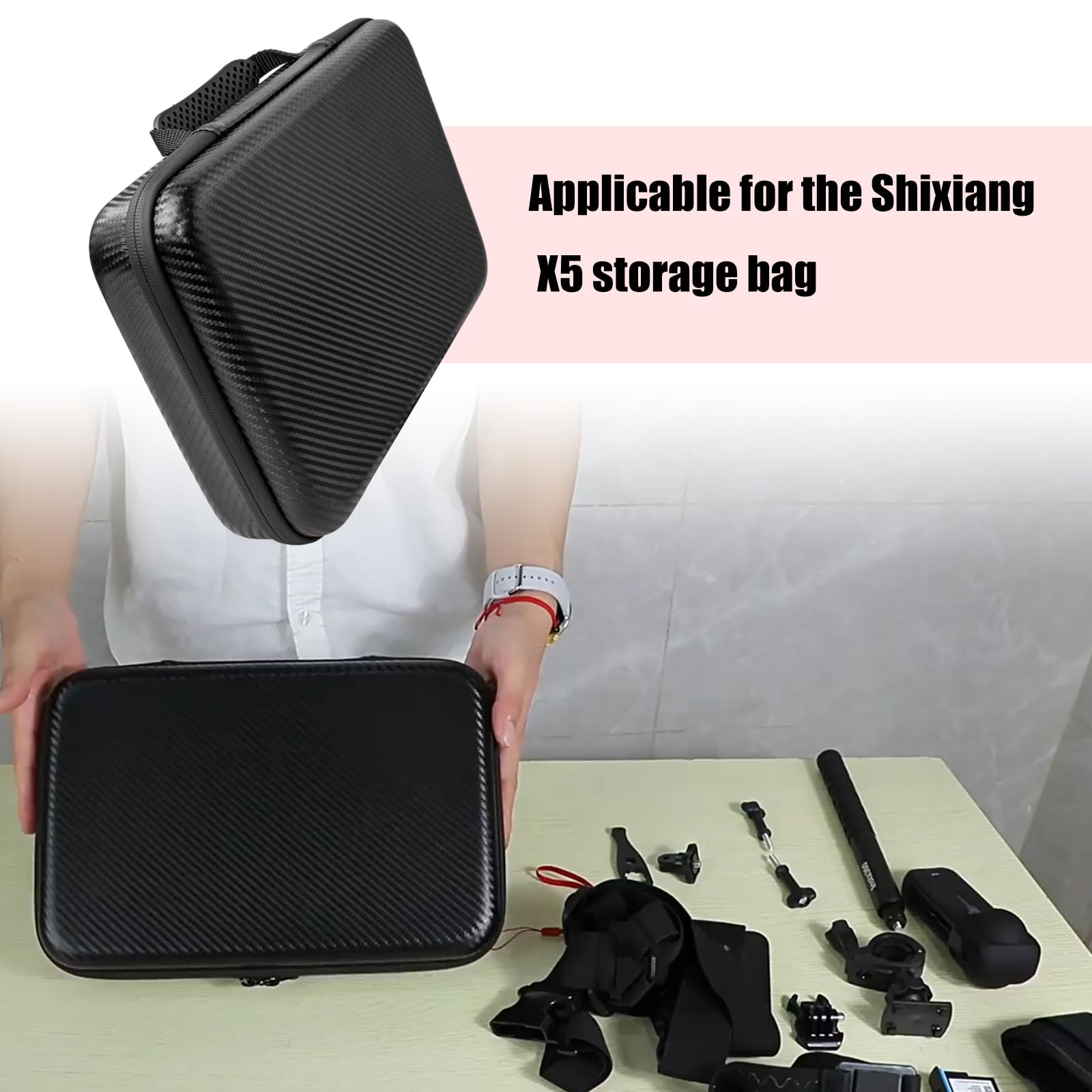 Borsa protettiva resistente con ampio spazio per riporre componenti della fotocamera e cavo di ricarica per custodia per fotocamera 360