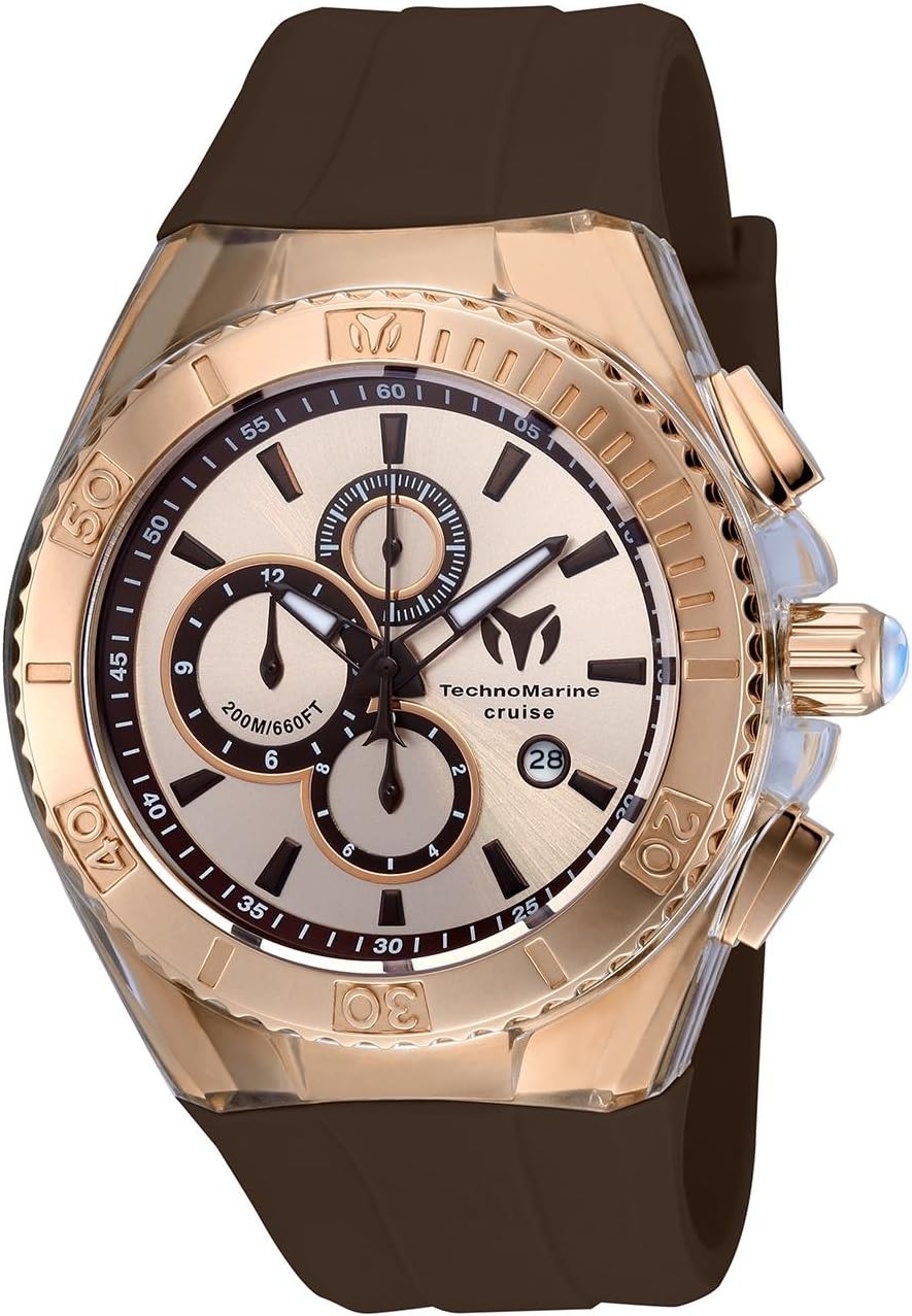 TechnoMarineUnisex 115217 Star Cruise Brown/Rose-Tone Silicone Watch