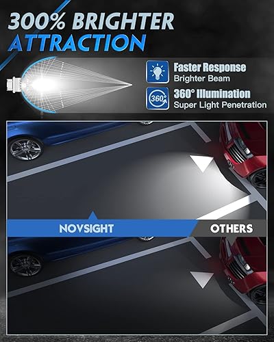Miniatura 2 de NOVSIGHT Luces traseras 2023 3156 3157, 300% blanco extremadamente brillante 3047 3057, bombillas LED 3056 3356 4156 para luces de estacionamiento,