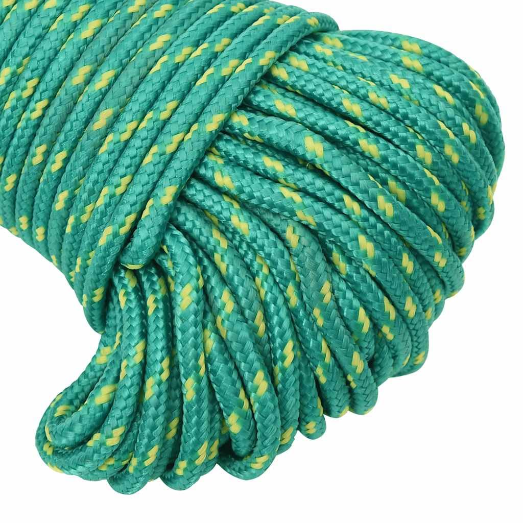 Cuerda de polipropileno verde de 4 mm 500 m para velero, barco, yate para atar, resistente a la intemperie, fácil de atar y manejar