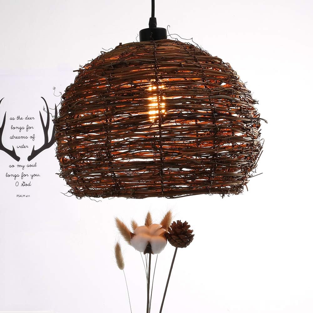 Wicker Pendant Light, Rattan Lamp Shade, Shabby Chic Lighting, Rattan Ceiling Light Fixtures, Rustic Woven Chandelier