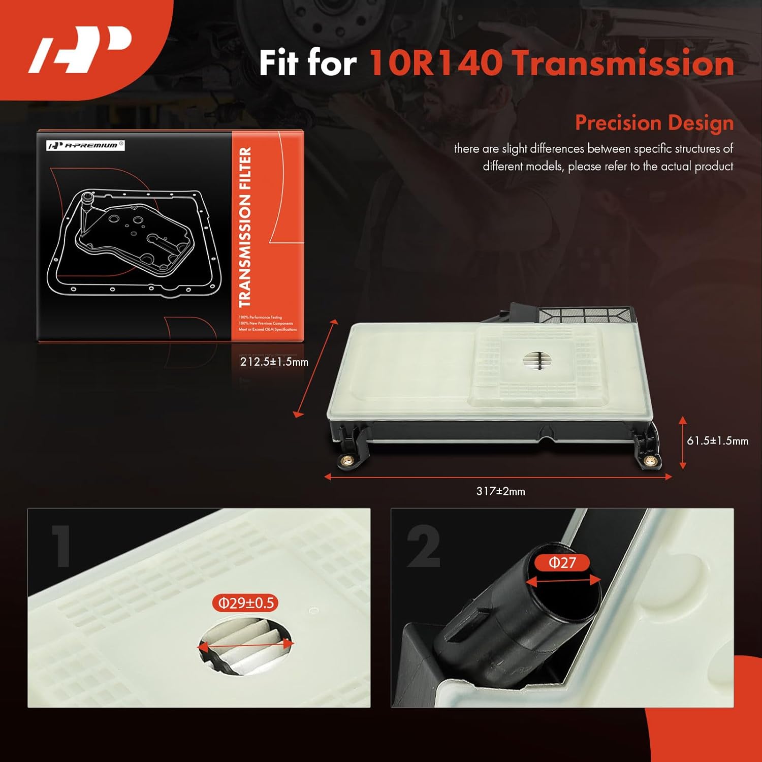 A-Premium Automatic Transmission Fluid Filter Compatible with Ford F-250 F-350 F-450 F-550 F-600 Super Duty 2020-2024, F-650 F650, F-750 F750, 2024, 10R140 Transmission, Replaces LC3Z7G186A