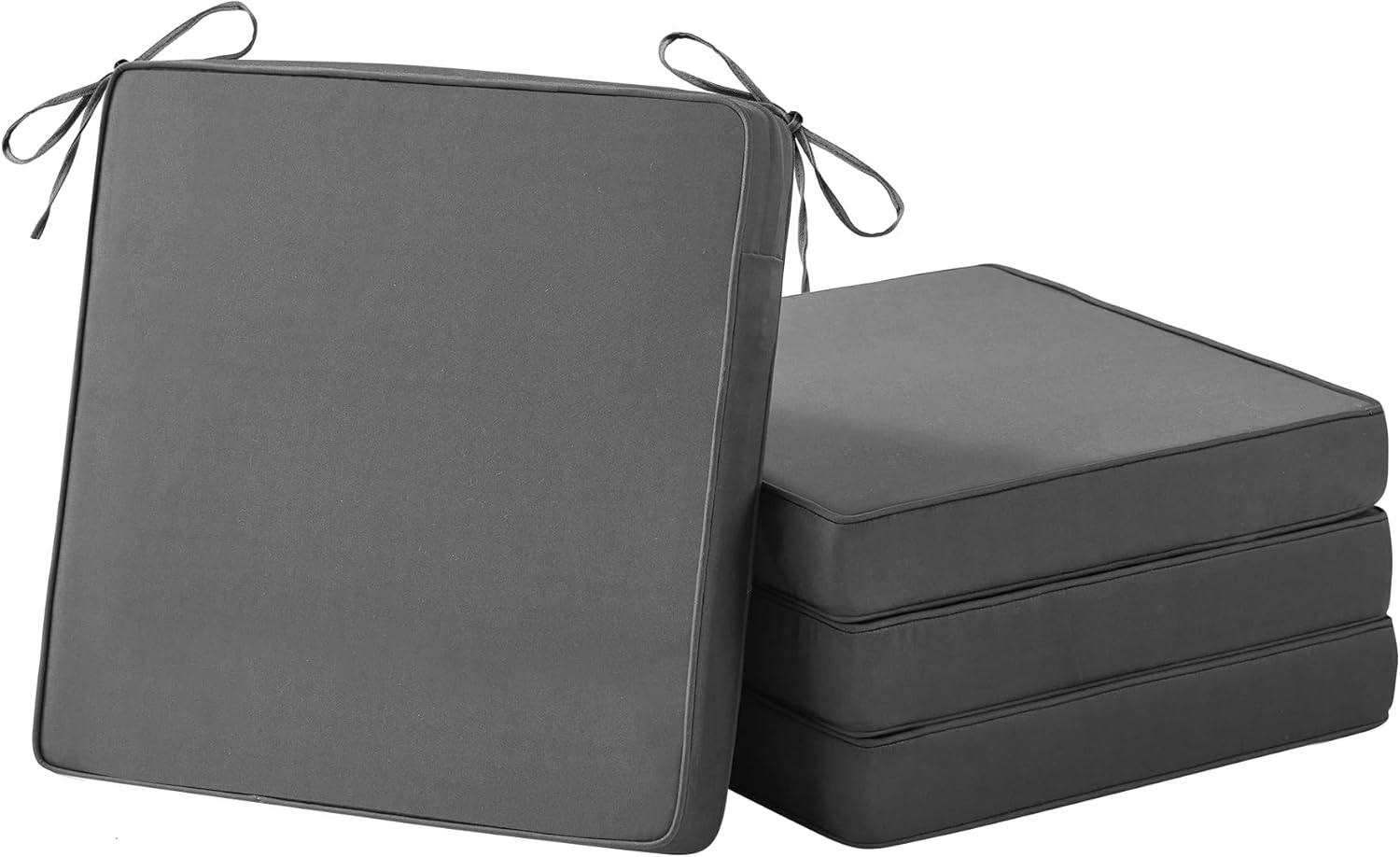 Outdoor Chair Cushions Set of 4, Waterproof Patio Chair Cushions, 19" x 19"x 3" Patio Cushion for Outdoor Furniture, Outdoors Seat Cushion for Patios Furniture with Handle and Ties, Dark Grey Dark Grey 19*19+3"
