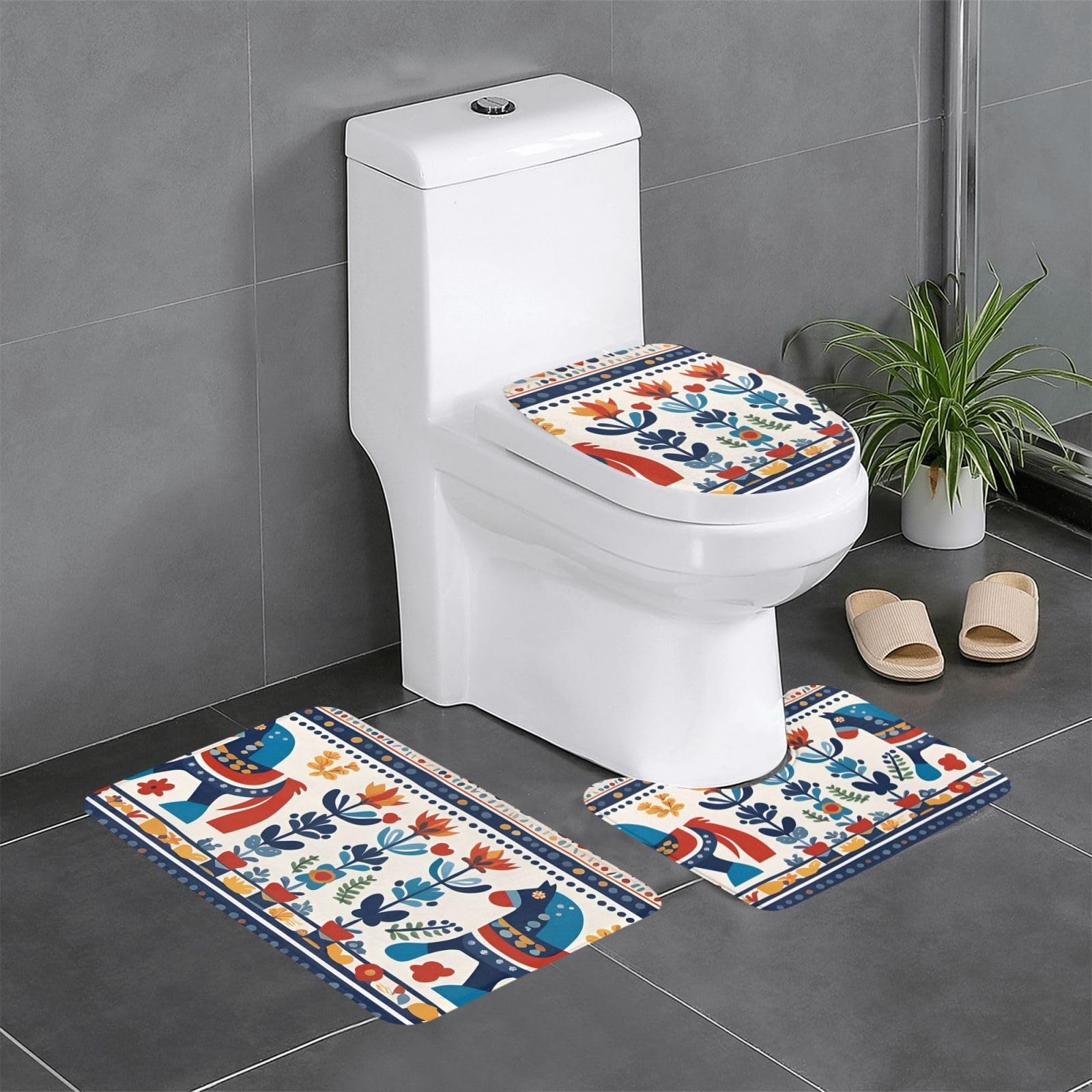 Tapis de salle de bain Dala Horse pour une décoration scandinave chaleureuse