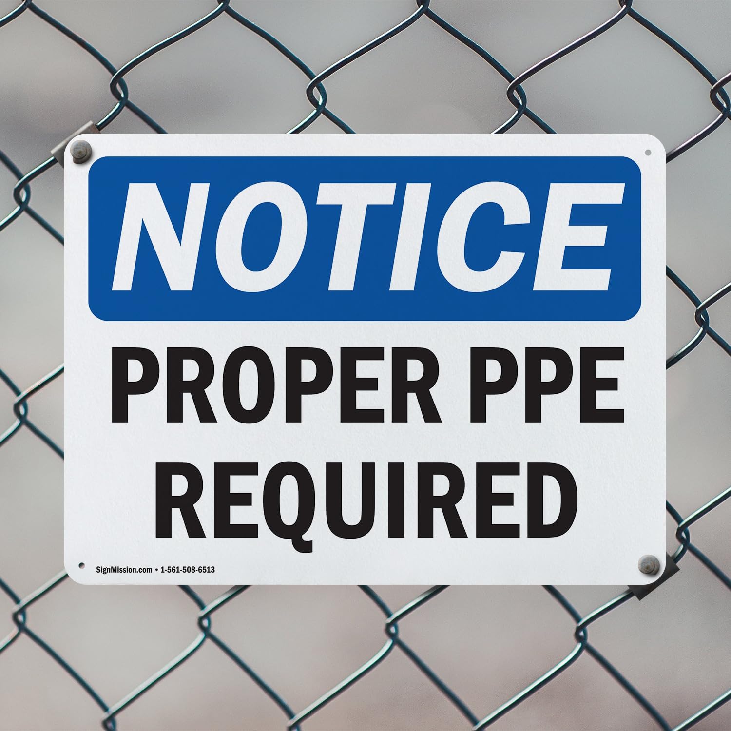 (2 Pack) Proper PPE Required OSHA Notice Sign 14 Inch X 10 Inch Indoor/Outdoor Rust-Free Aluminum Metal Signs for Workplace, Workshop, and Construction Site, Made in the USA