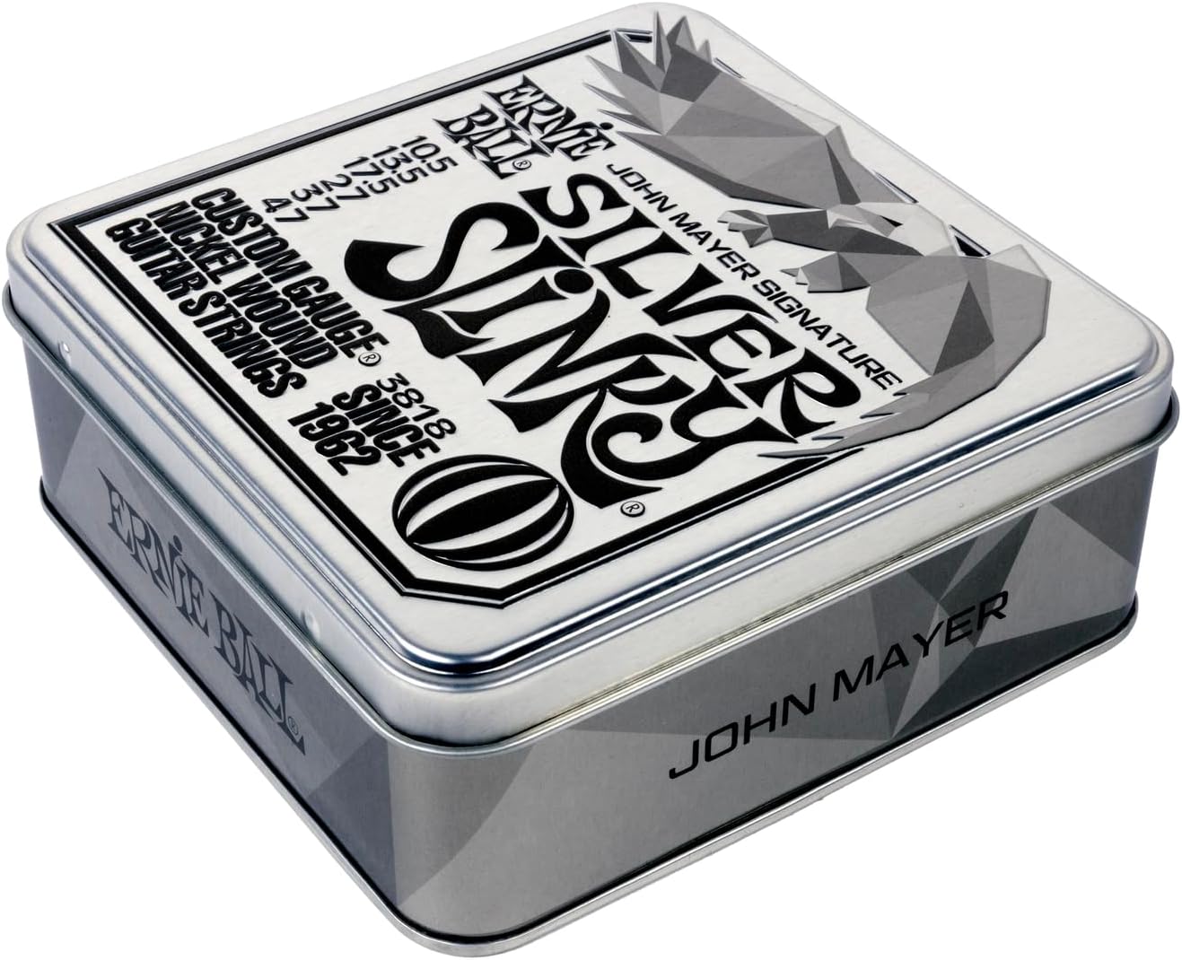 Ernie Ball John Mayer Silver Slinky Nickel Wound Electric Guitar Strings 3-Pack Tin - 10.5-47 Gauge
