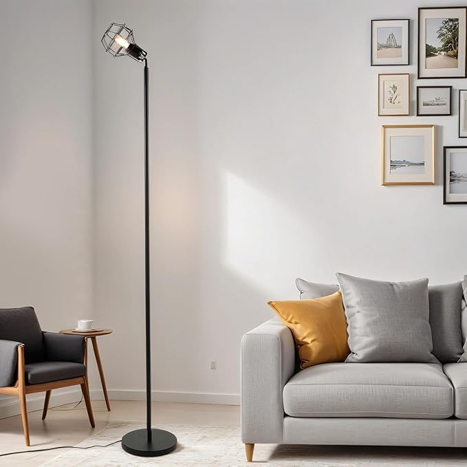 Licht-Erlebnisse Retro Staande Lamp Woonkamer Zwart 187 cm Verstelbare Schaduw Metalen Sofa Couch Staande Lamp
