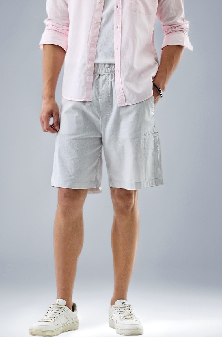 Men Casual Shorts | Regular Fit Mid Rise Solid Pattern | 100% Cotton Smooth Texture with Drawstring Closure & Elastic Waistband for Summer & Club Wear