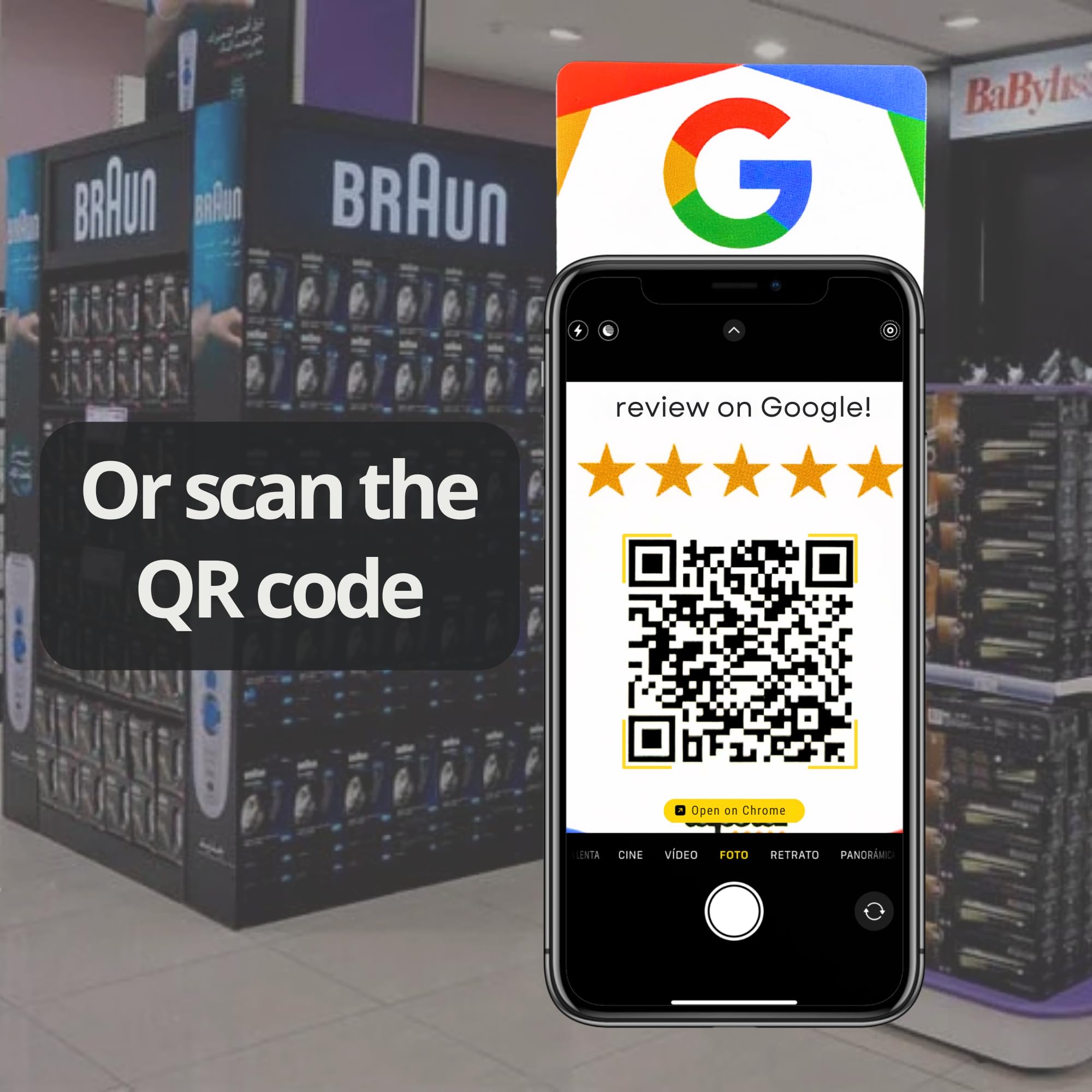 Tarjeta NFC QR Reseñas Google - Tecnología Avanzada Aumentar Opiniones Google - Compatible con Android & iPhone - Configuración Rápida con Web App - Impermeable y Sin Suscripciones (Inglés)