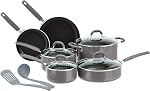 Amazon Basics Céramique Non-Stick 12-Piece Ensemble d'articles de cuisine gris - Pots, casseroles et ustensiles