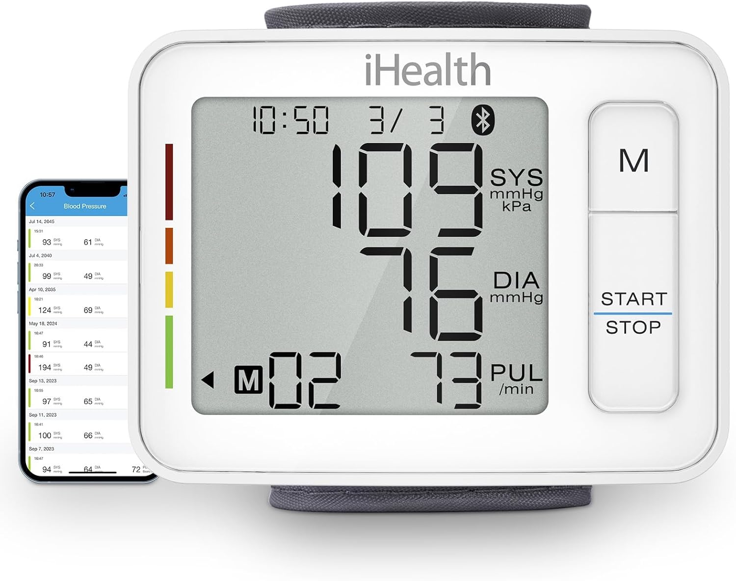 iHealth Push Wrist Blood Pressure Monitor, Digital Bluetooth Blood Pressure Machine with Large Display and Portable Carrying Case for at Home and Travel Use iHealth Push Wrist Blood Pressure Monitor, Digital Bluetooth Blood Pressure Machine with Large Display and Portable Carrying Case for at Home and Travel Use