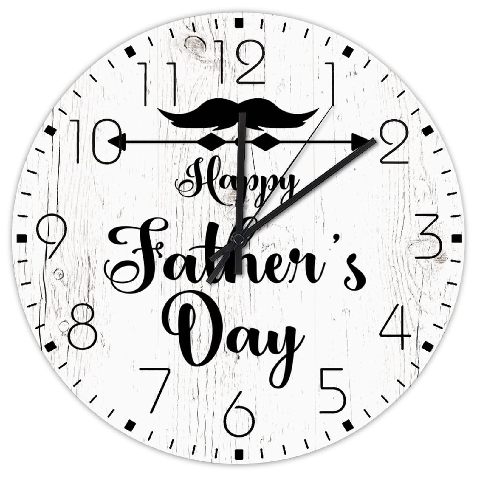 Horloge murale en bois 30cm avec moustache et noeud papillon rustique pour terrasse et magasin