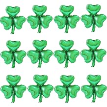 12 Pieces 18-Inch Three-Leaf Clover Shaped Aluminum Foil Balloons - Green Shamrock Mylar Balloons for Party Decorations, Saint Patricks Day Celebration Supplies, and Irish Themed Events
