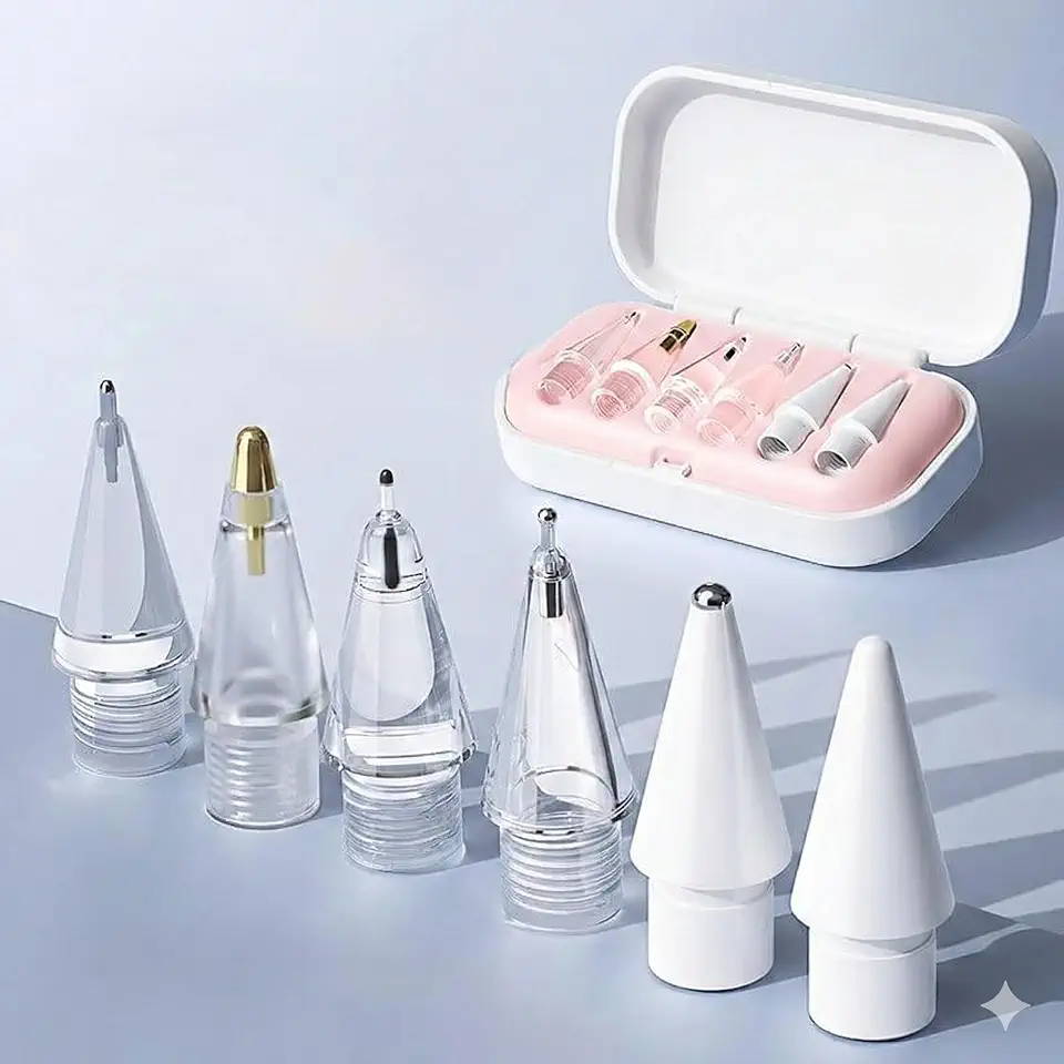 Kit 6 Pontas P/Apple Pencil 1ª E 2ª Geração iPad Pro Air Mini Ponteira Reposição Caneta Sensação Caneta Esferográfica