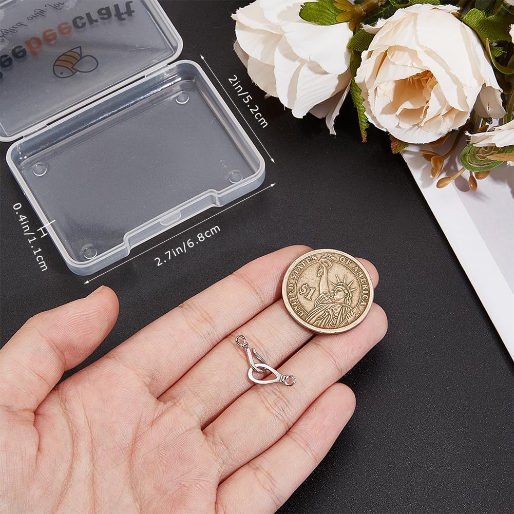 Beebeecraft 1 Box 2 Sets S Hook Clasp Connector 925 Sterling Silver S Shaped Ring Toggle Clasp Closure for Necklace Bracelet Jewelry Making DIY