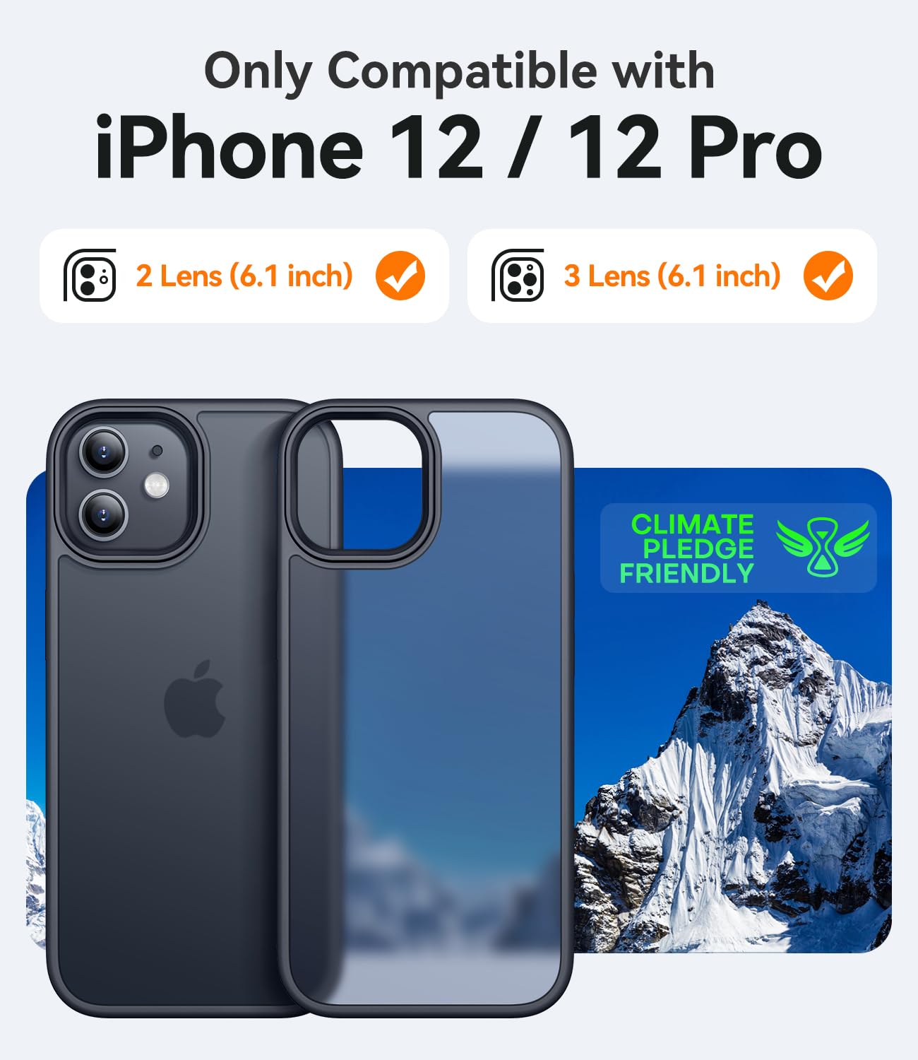 CANSHN Cover Opaca per iPhone 12 e iPhone 12 Pro(6,1 Pollici), Custodia Traslucida Opaca Protettiva Sottile Antiurto - Nero