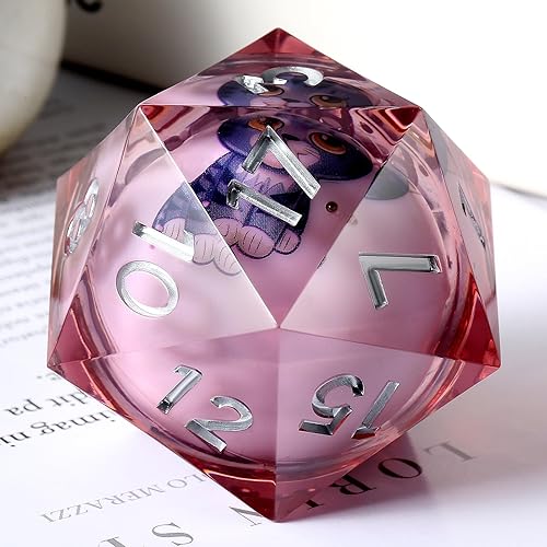 Miniatura 10 de D20 Dados Metal DNDND - Dados metálicos grandes de 1.299 in con magnífica caja de regalo para Calabozos y Dragones (rayas verdes)