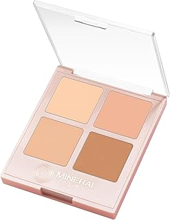 Mineral Fusion Makeup Cream Concealer Eye Palette Quad - 4 Light to Neutral Shades - Indulgence - Blemish Concealer & Under Eye Brightener - With Vitamin C & E - Hypoallergenic