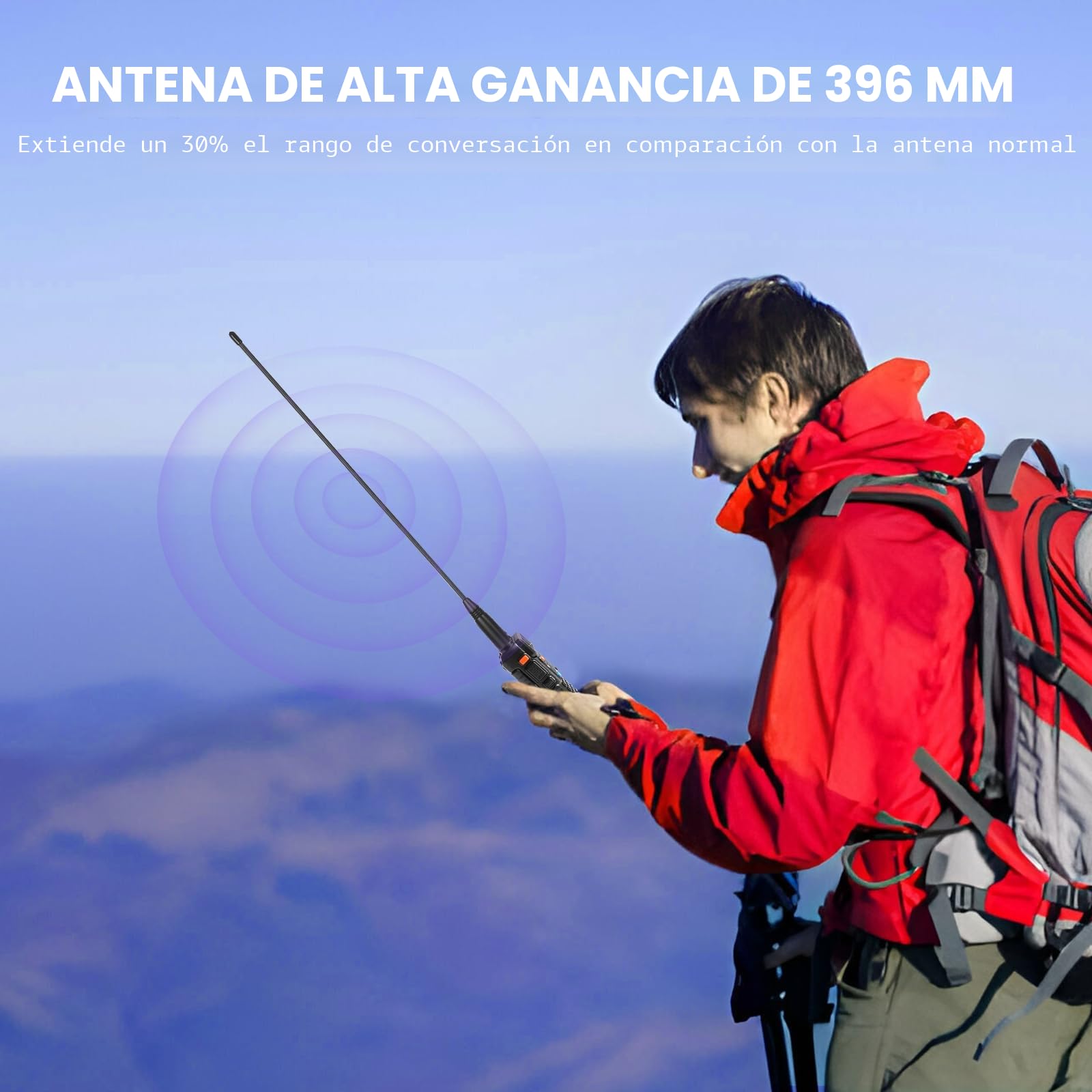 BAOFENG GT-5R Walkie Talkie, Radio Bidireccional UHF VHF con 144-146/430-440MHz, Walkie-Talkie de Largo Alcance con 128 Canales, Batería de 1800mAh, Auricular, Antena de 396mm, Cable de Programación