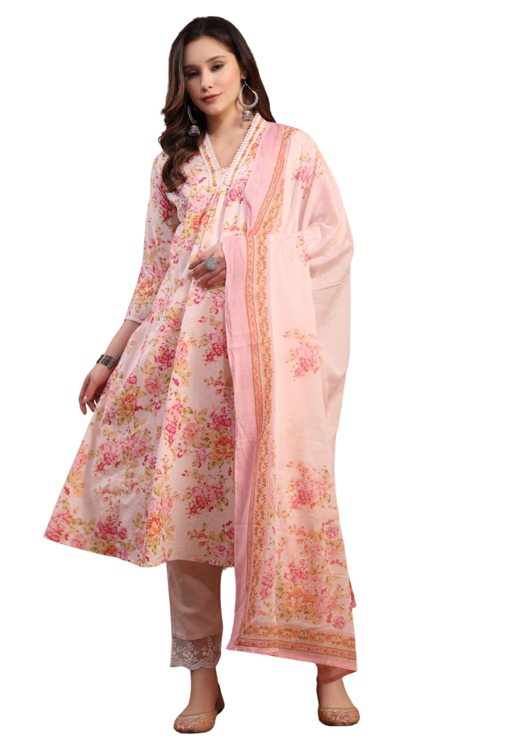 rytras Women Woman's Pure Cotton A-Line Kurta Sets with Pant & Dupatta|Kurti Set for Woman|Suit Set for Women Cotton-picture-39