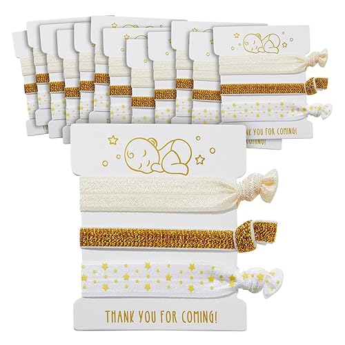 Paquete de 24 soportes elásticos para cola de caballo para revelación de género, regalos de fiesta de baby shower para invitados (3 estilos)