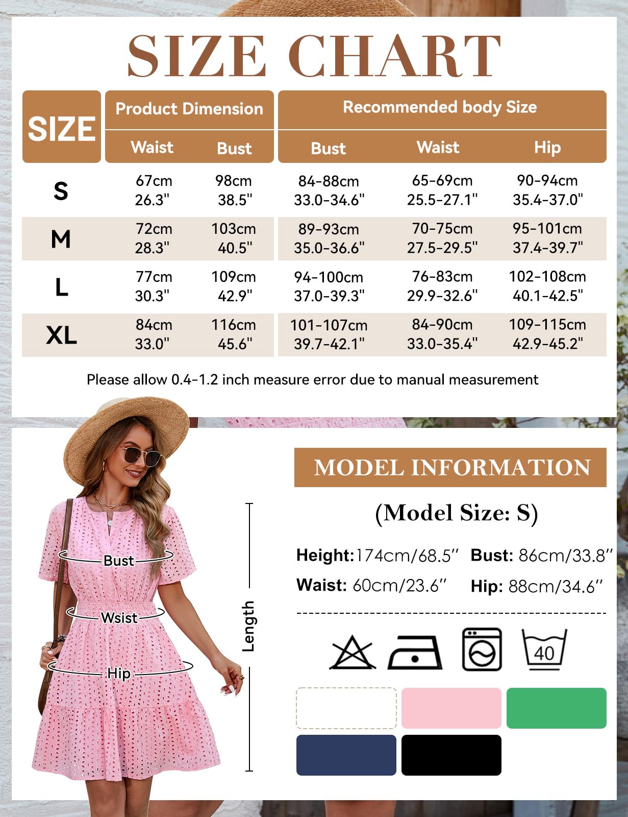 Yuson Girl Robe Femme Ete Robe Boheme Chic et Elegant Robe Short Robes à Manches Courtes de Plage Décontracté Casual Robe Col V Taille Haute Mini Robe