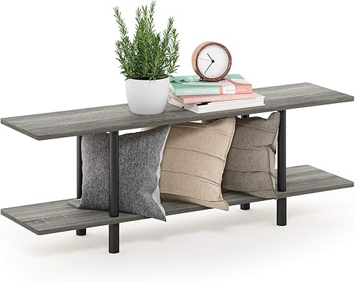 Miniatura 21 de Furinno Turn-N-Tube - Estantería de exhibición de diseño de 4 niveles, color gris roble francés y negro Espresso / negro,Roble Francés/Negro,Roble