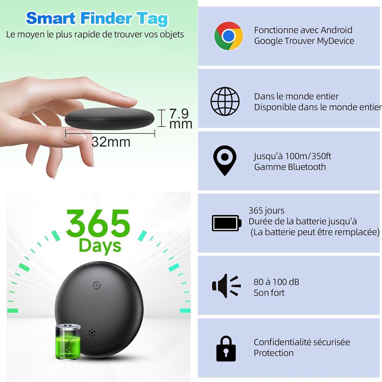 Comfexia Traceur GPS sans Abonnement,Compatible Android & iOS