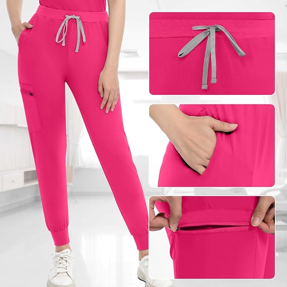 Scrubs Set for Women, V-Neck Medical Work Uniforms Top & Pants