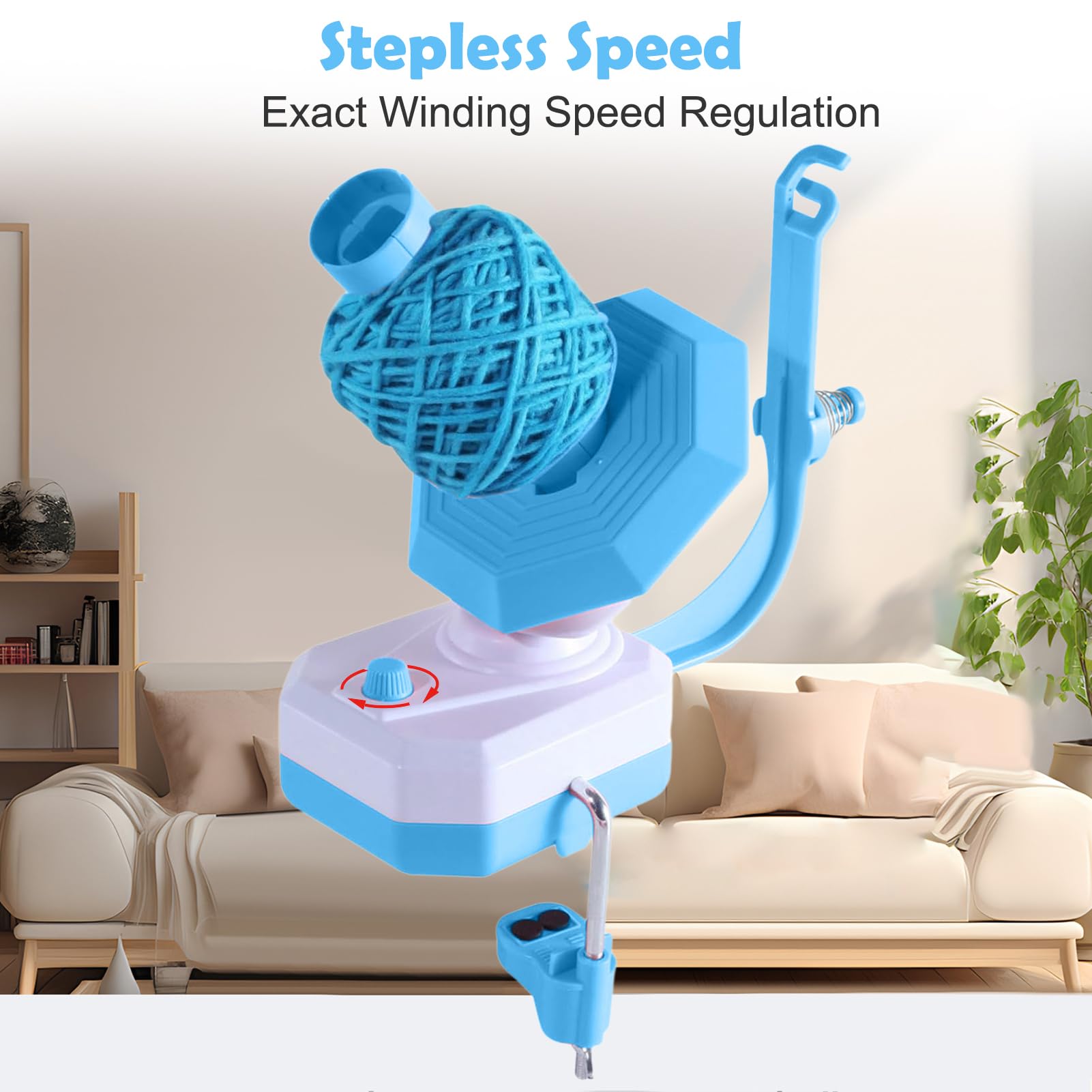 Bigodino elettrico – Automatico Yarn Winder, avvolgitore per lana, avvolgitore a sfera, avvolgitore per uncinetto a velocità continua, aiuto ideale per gli amanti del lavoro a maglia (blu)