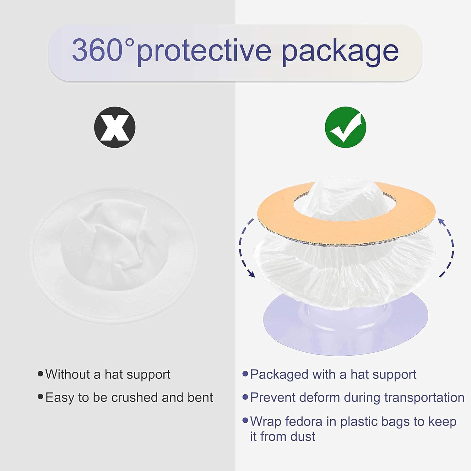 Wide Brim Fedora Hats for Women and Men Classic Felt Panama Hat Men's Two Tone Dress Hat with Belt Buckle - Image 3