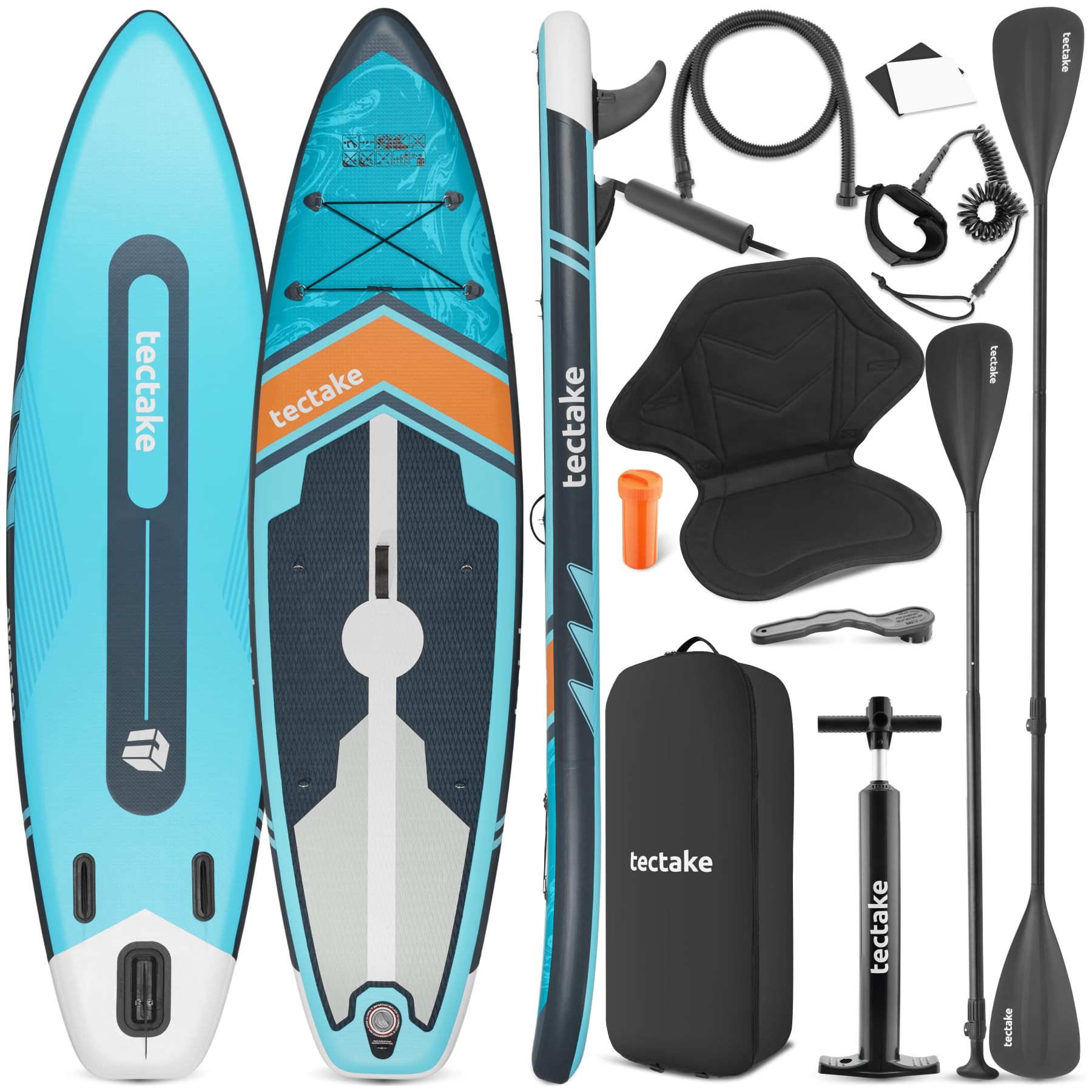 tectake® Tavola Sup Gonfiabile 2 in 1, Antiscivolo, Sedile Kayak, 200 kg