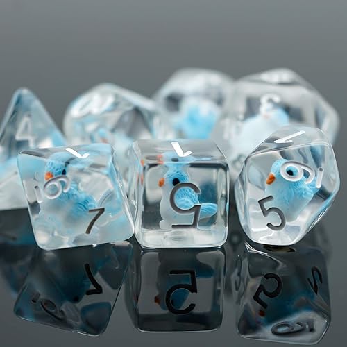 Miniatura 3 de Blue Bird - Juego de dados DND, lindos dados de resina con núcleo de animal para Dungeon and Dragons D&D RPG MTG Pathfinder