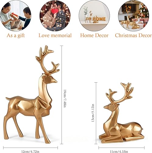 Miniatura 4 de Reindeer Ornaments Statue,Reindeer Christmas Decoration,Deer Gifts for Women, Mom Gifts,Deer Decorations Applicable Home, Office,Bookshelf TV Stand