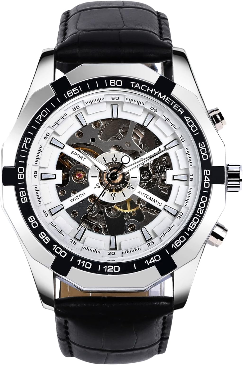 RORIOS Orologio Uomo Automatico Meccanico Scheletro – Cinturino In Pelle, Luminoso, Impermeabile 3ATM