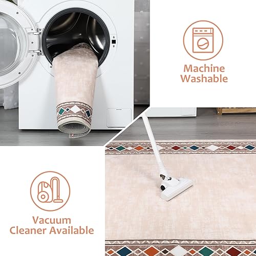 Miniatura 7 de NANAN Alfombras antideslizantes de 2 x 6 para pasillo, entrada, cuarto de servicio, minimalista, abstracto, moderno, geométrico, diseño de bordes,